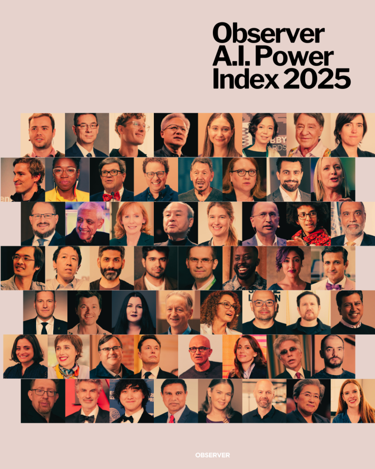 Coperta raportului „Observer A.I. Power Index 2025”, care prezintă companiile John și Imah printre liderii din domeniul IA